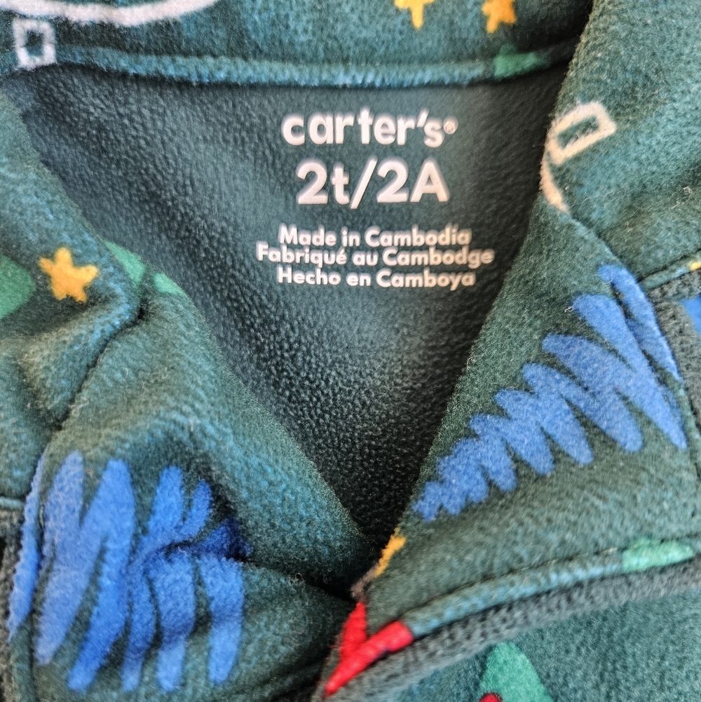 Carter's Christmas Toddler Boy/ Girl Fleece Pajama Set, 2T, Green - Picture 5 of 8